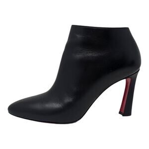 Christian Louboutin Eleonor 85 Ankle Boot Bootie Black Leather Red Sole 38